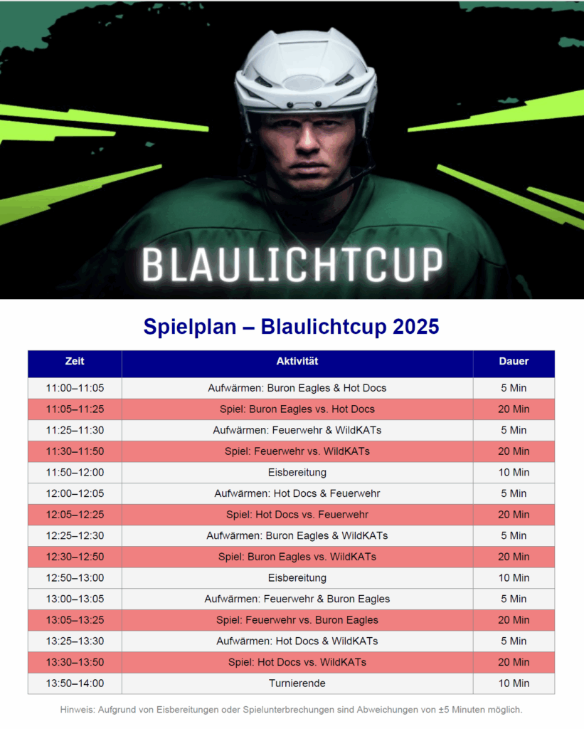Spielplan des Blaulichtcup 2025